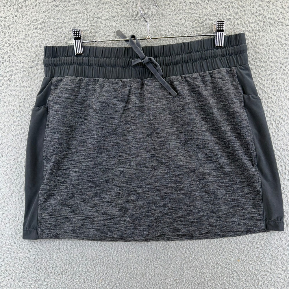 Athleta Womens Active Skort Gray Space Dye Drawstring Pockets Size M Medium